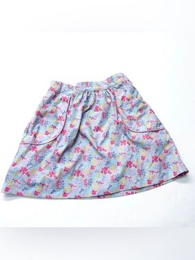 Set Proper Floral Pastel A-Line Skirt Pink & Lavender Pockets Elastic Waist